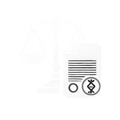 Minimalist white scale and document icon, symbolizing legal and financial advisory services for yacht transactions.